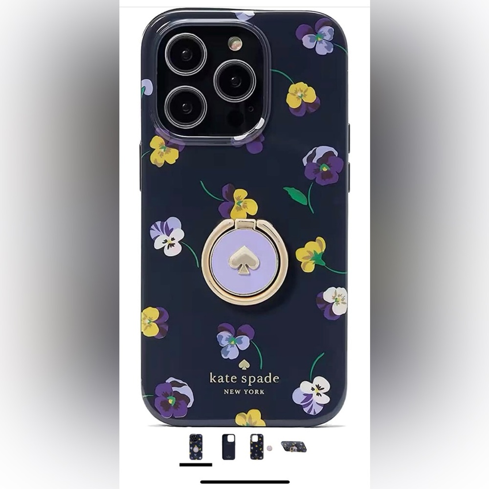 Kate Spade Gold and Purple Floral Phone Case with Ring Holder